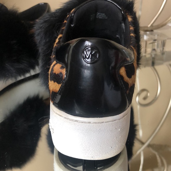 MICHAEL KORS Maven Rabbit Fur Calf Hair Sneakers Shoes Cheetah print - Picture 5 of 12